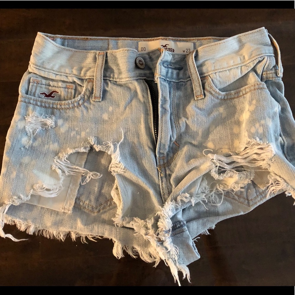 High waist heavily distressed beach shorts